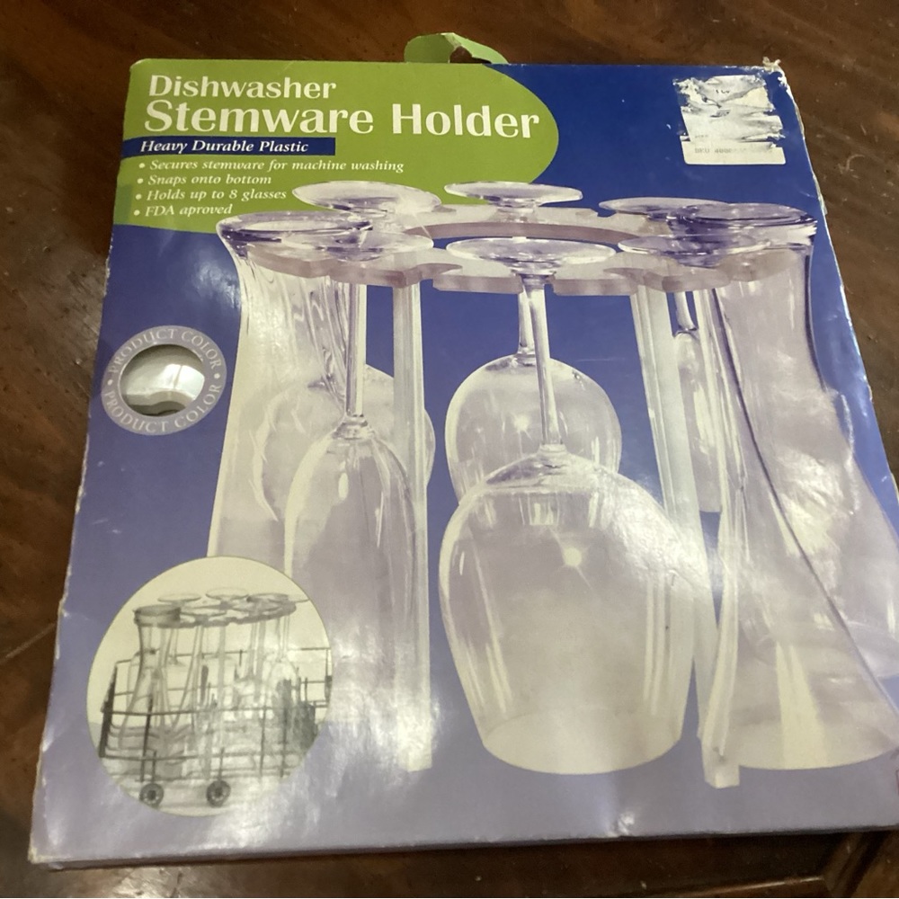 New Dishwater Stemware Holder - protect your fine glassware.  Box is shelf worn.